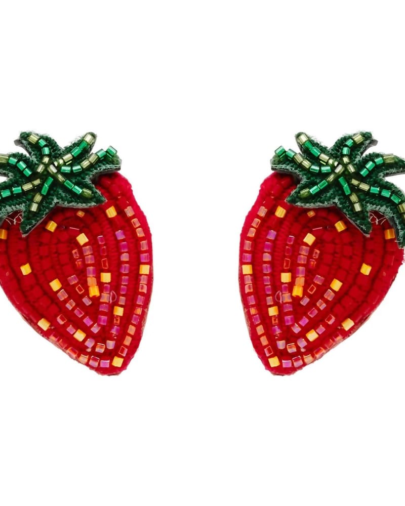 Front of a size O/S Strawberry Studs in Red in Red by Mignonne Gavigan. | dia_product_style_image_id:331525